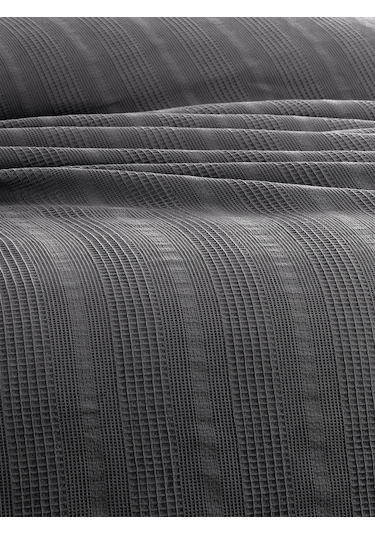 Çift Kişilik Waffle Pike 210x230cm, %100 Pamuk, Petek Tasarım, Antrasit Antrasıt Antrasit