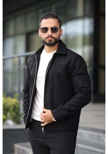Claassics Men Erkek Oversize Kısa Kaşe Kaban Ceket - 7435 Siyah