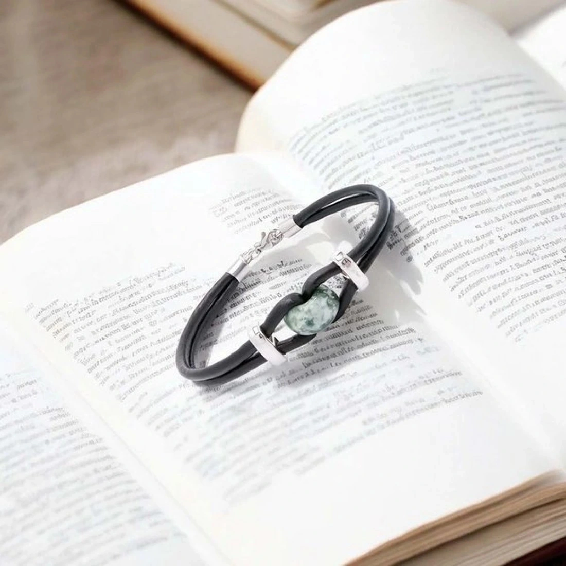 Moncuk Design Yeşil Jasper Doğal Taşlı Deri Ve Çelik Bileklik 33512b14d4 Çok Renkli