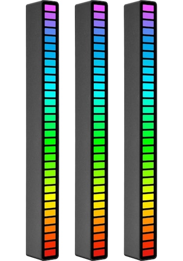 Shineyee 3'lü Rgb Sesli Ritim Lambası - 18 Renk Modu, Akıllı Gürültü Azaltma, 4 Seviye Parlaklık Ve 5 Seviye Hız Ayarı - Siyah Type-c Usb Işık 32 Led