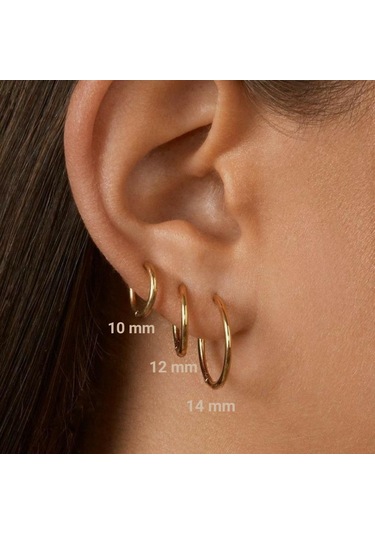 Cerrahi Çelik Düz Halka Küpe Seti 6 Parça Gold Renk Sarı