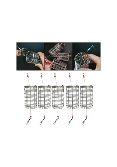 Homyl 5x Katı Balıkçılık Besleyici Kafes Sepet Konteyner S