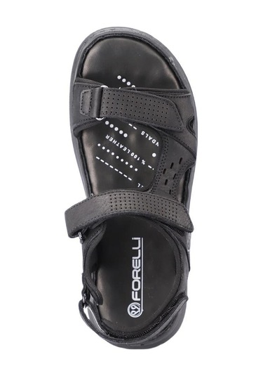Forelli 40526 Bruce Siyah Nubuk Erkek Hakiki Deri Sandalet-siyah Siyah