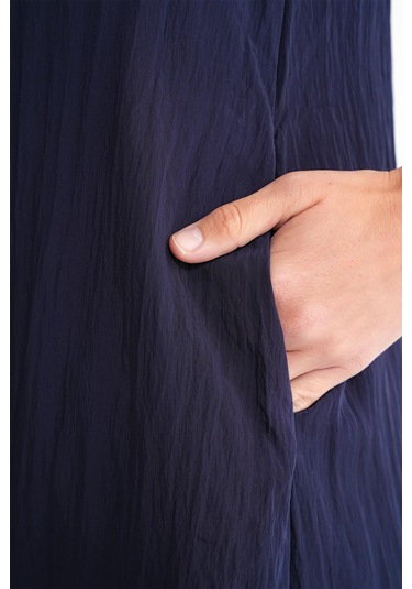 4700 Kadın V Yaka Önü Pileli Elbise Lacivert Lacivert