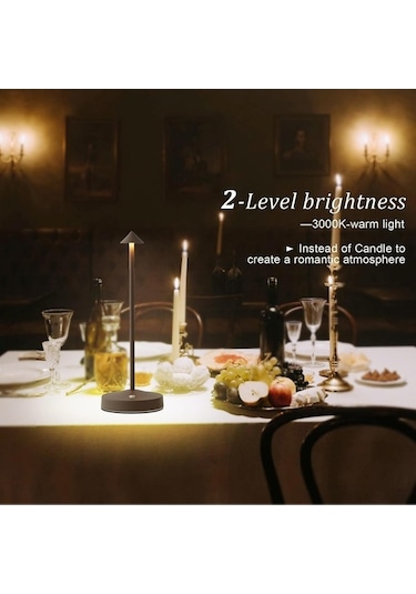 Besthome1 3000 Mah Pil Taşınabilir Led Masa Lambası, 2 Seviye Parlaklık, Dokunmatik, Alüminyum Kasa, Ip54 Suya Dayanıklı