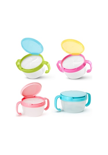 Sones Bebek Atıştırmalıkları Kase Çocuk Çocuk Gıda Saklama Kapları Anti Dökülme 360 Döndürülebilir Bebek Katı Beslenme Tabak Sofra Takımı Bebek Beslenme Malzemeleri Karpuz Kırmızısı