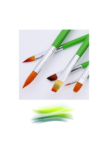 Hannah Bomeijia Yeşil 7 Parça Akrilik Suluboya Yağlıboya Fırça Seti