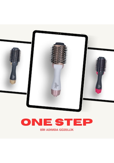 One Step Saç Şekillendirici Ve Saç Düzleştirici Fön Tarağı Beyaz