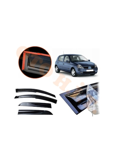 Renault Clio 2 Hatchback Cam Rüzgarlığı Parlak Siyah Tam Uyumlu