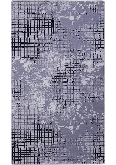 Dijidekor Halı Siyah 8881 Yıkanabilir Saçaksız Kesme İnce Yolluk Kilim Salon Halısı Modelleri Çok Renkli