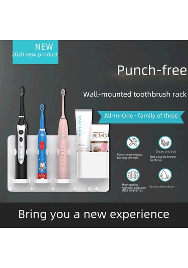 Yunboo Duvar Takılı Elektrikli Fırça Tutucu, Delme Yok Banyo Organizer, Aile İçin Sağlam Tasarım, Kolay Kurulum Beyaz Diğer