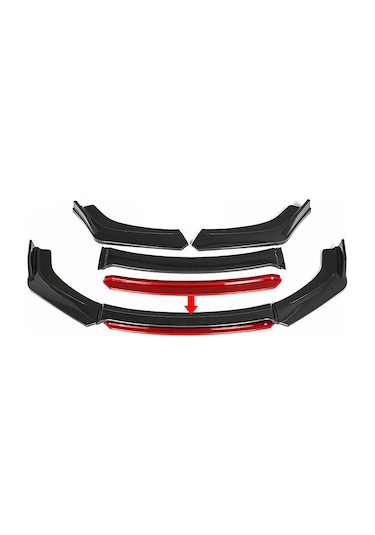 Vw Golf 7 - 7 Fl Kırmızı Renkli Ön Lip 4 Prç P.siyah 2012 - 2019