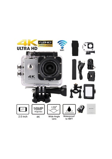 Ultra Hd 4k Wifi 2 İnç 170d Sualtı Spor Kamerası Gümüş
