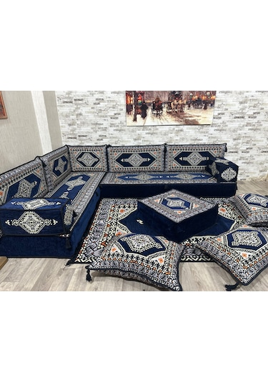 Coton Şark Köşesi Saraylı Desen Minder Takımı Konsept 14 Parça