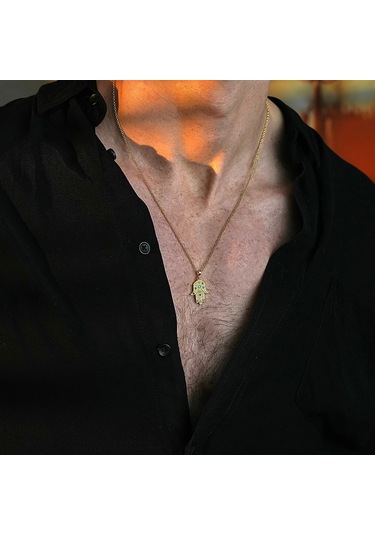 İpek Silver  925 Ayar Gümüş Fatma Ananın Eli Unısex Kolye Gümüş