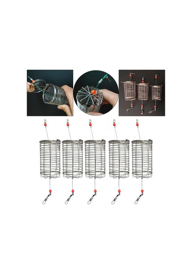 Homyl 5x Katı Balıkçılık Besleyici Kafes Sepet Konteyner S