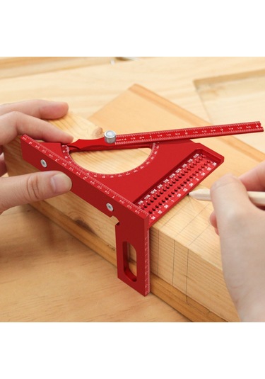 Yifomall Alüminyum Ahşapçı Açı Çizici - 0-180 Derece Hızlı İşaretleme, 3d Ayarlanabilir, İngiliz Sistemi, Gri
