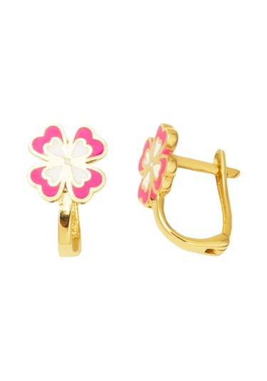 Bilezikci Pembe Yoncalı Çocuk Küpesi 14 Ayar Altın Sarı Altın