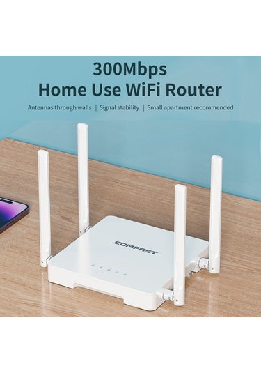 Sones Comfast Cf-n1 V2 300mbps Wıfı4 Kablosuz Yönlendirici, 1 Wan + 4 Lan Rj45 Portu, Ab Fişi