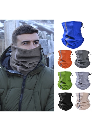 Geeroyoo Kışlık Polar Fleece Isı Sağlayan Bisiklet Turizm Kayak Yüzük, Reflektör Çubuklu, Çekmeceli Yarı Yüzlü Boyunluk - Koyu Gri Koyu Gri