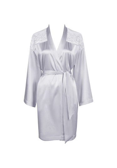 Aubade Midnight Whisper Kimono Zarif Seide Ve Dantel Detaylı Gri
