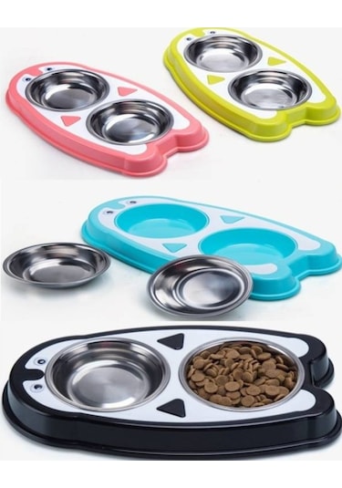 Yavru ve Küçük Irk Köpekler İçin 11 CM İkili Köpek Mama Kabı 2 x 200 ML