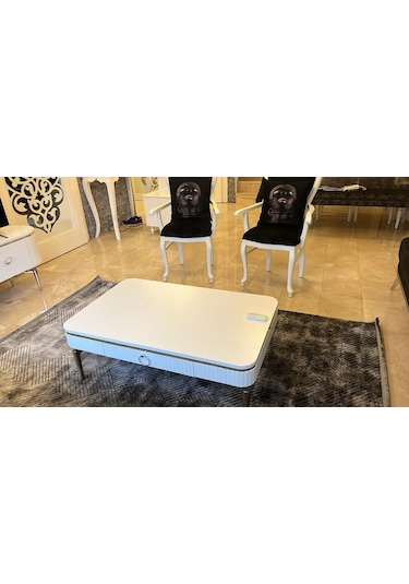 Desing Orta Sehpa Beyaz +gümüş