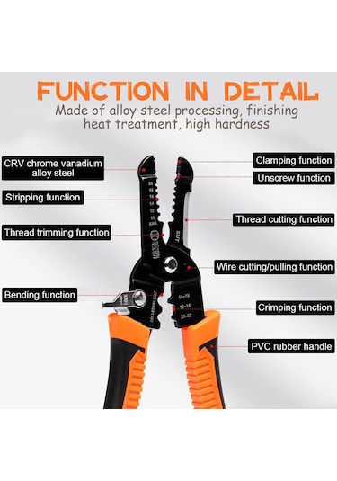 Skycity Endüstriyel Elektrikçi Pense: 8 İnç Multifonksiyonel Kablon Soyucu, Kesici Ve Presleyen El Aleti