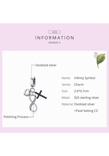 S925 Ayar Gümüş Sonsuzluk Sembolü Çapraz Kolye Dıy Bilezik Kolye Aksesuarları Çok Renkli