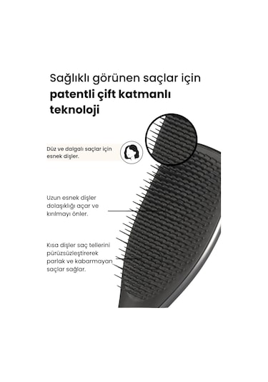 The Ultimate Detangler - Chrome - Midnight Silver Gümüş Saç Fırçası - Tarak