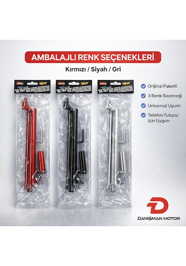 Universal Ayarlanabilir Motosiklet Gidon Barı Ayna Bağlantılı Telefon Tutucu Ve Navigasyon Barı Kırmızı / Siyah / Gri Diğer Yedek Parça