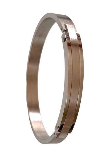 Tamamı Çelik Modern Tasarım Gold Çelik Unisex Bileklik 23 Cm Gümüş