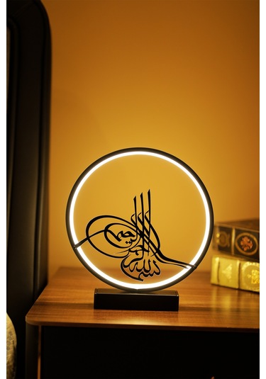 Led Işıklı Tuğra Figürlü Metal Masa Ve Gece Lambası Osmanlı Temalı Dekoratif Aydınlatma Tuğra
