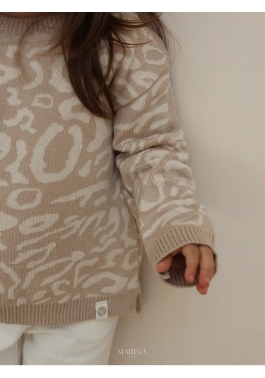 Marına Textıle Leopar Desenli Örgü Kazak 245549055 Bej