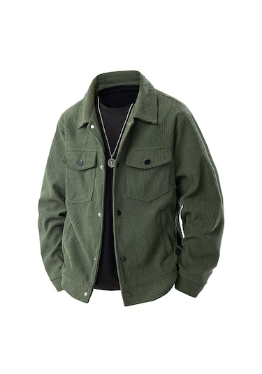 Baharlık Gömlek Yaka Şık Ve Spor Erkek Mont Ceket Yeşil