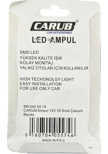 Carub 1016 Çift Duy Çakar & Kayar Modlu Led Ampul 30 SMD Ledli Park Fren Ampulü 2'li Set 12V BR0405574