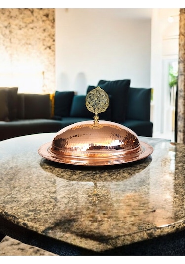 Modabakir Bakır Kapaklı Iskender Tabak, Oval Beyti Sahan 35cm