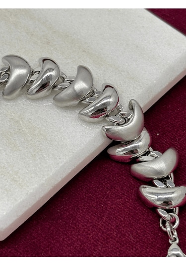 Parlak Ve Mat Silver Renkli V Şekilli Bileklik Silver