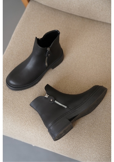 D0899 Soğuk Geçirmez Kışlık Kadın Bot & Bootie Siyah