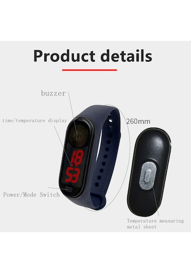 Vkemall Usb Şarjlı Akıllı Sicaklık Ölçer Ve Ultrasonik Uyuşturucu, 3 Modlu Buzzer Kordonu Kırmızı