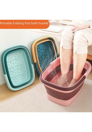 Mufunye Ev Kullanıma Uygun Taşınabilir Katlanabilir Derin Topuk Masajlı Plastik Ayak Havuzu Gri-beyaz, 13l Diğer