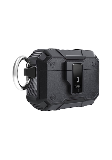 Noktaks - Airpods Pro Uyumlu - Kılıf Darbelere Karşı Dayanıklı Düğmeli Airbag 35 Kılıf - Siyah - T31751 Siyah