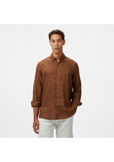 Nautica Erkek Kahverengi Classic Fit Gömlek Düz W55101t Kahverengi