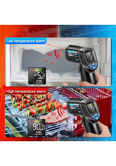 Xindoker Th104 El Tipi Kızılötesi Termometre -50 C 550 C Aralığı, Va Ekran, Yüksek Hassasiyet, Otomatik Kapatma, Sıcaklık Alarmı Pil Dahil Değil