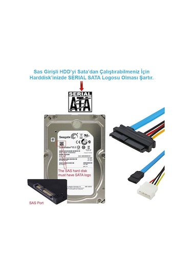 7 Pin Sata Serial Ata To 29pin Sas Sff-8482 Çevirici Kablo 70cm