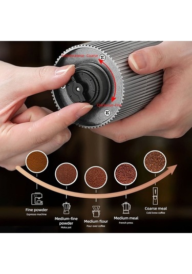 Createtech Taşınabilir Usb Şarjlı Paslanmaz Çelik Kahve Değirmeni - 25g Dokunmatik Otomatik Öğütücü Siyah Siyah