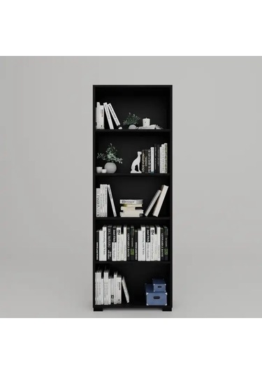 Lucas Serisi Siyah 5 Raflı Kitaplık Siyah