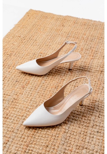 St-1152 Beyaz Günlük 7 Cm Topuklu Kadın Ayakkabı Beyaz