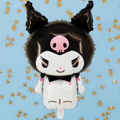 Folyo Balon Kuromi 80x50 Cm Siyah Büyük Doğum Günü Balonu Çok Renkli