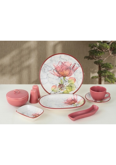 Remetta Riva Delux 30 Parça Kahvaltı Takımı Rd-270 Beyaz - Pembe